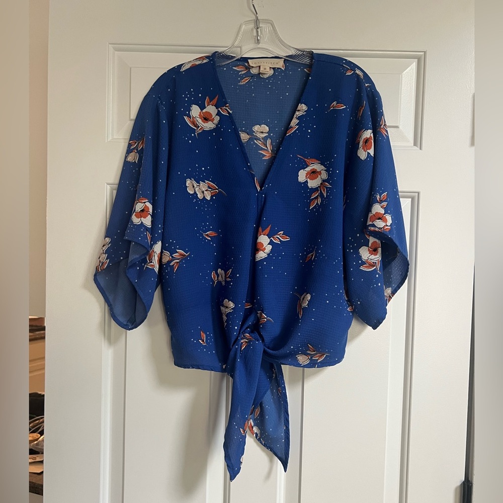 Love Stitch Floral Blue Blouse - M - Picture 2 of 7